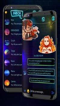 Dark Neon Messenger SMS Theme screenshot 1