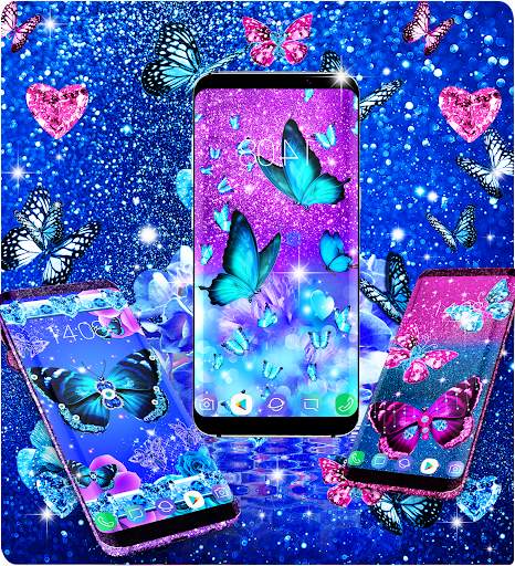 Blue glitz butterfly wallpaper screenshot 6