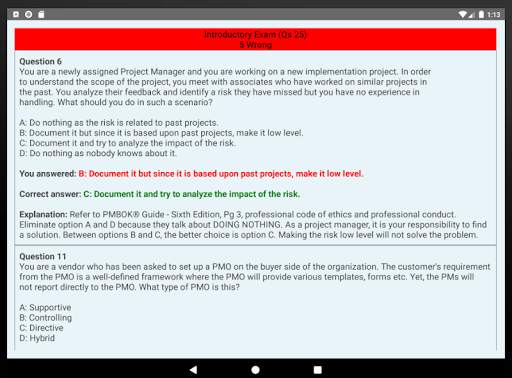 2021 PMP® Exam Simulator PMBOK® 6th Edition screenshot 15