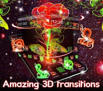 3D Neon Red Rose Launcher screenshot 2