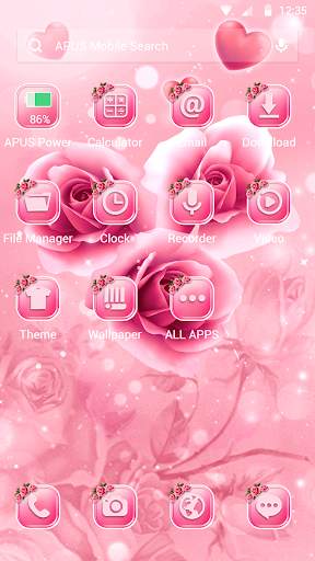 Pink Rose APUS Launcher theme screenshot 2