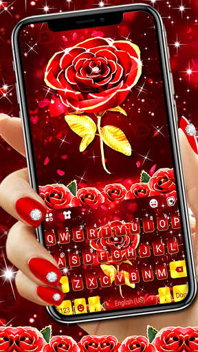 Red Lux Rose Keyboard Background screenshot 1