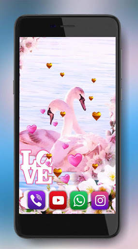 Swans Love Pink Live Wallpaper screenshot 1