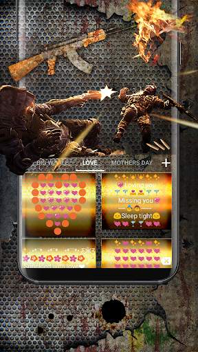 Gun Bullet Emoji Keyboard Theme screenshot 7
