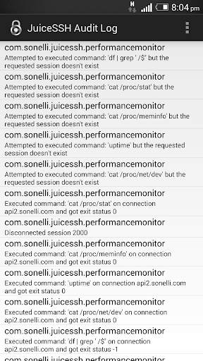 JuiceSSH Plugin Audit Log screenshot 1