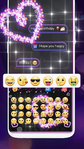 Sparkling Heart Neon Keyboard Theme स्क्रीनशॉट 3