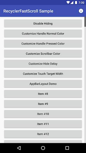 RecyclerFastScroll Sample screenshot 1