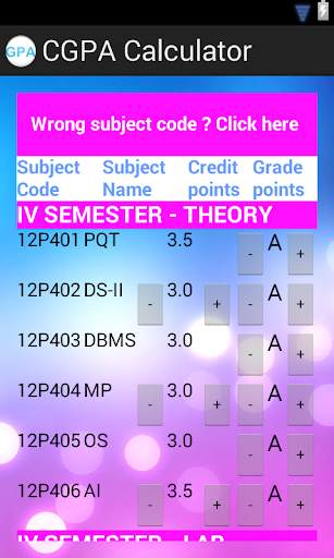CGPA calculator screenshot 2