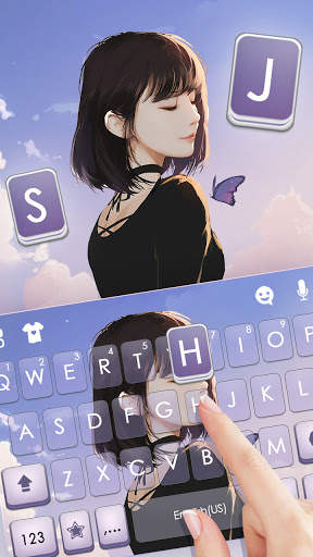คีย์บอร์ดพื้นหลัง Cute Butterfly Girl screenshot 2