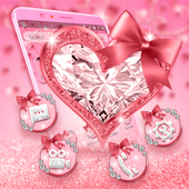 Pink Diamond Heart Live Theme icon