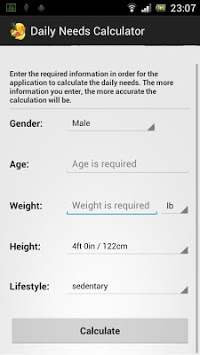 Daily Needs Calculator screenshot 1