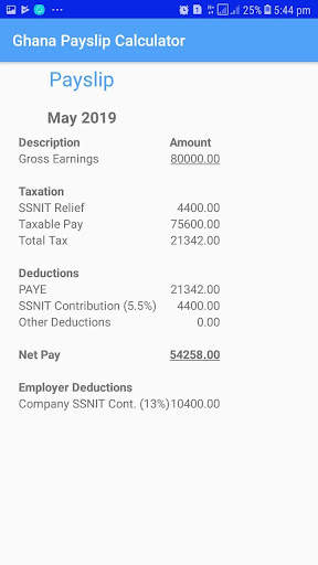 Ghana Payslip Calculator 2 تصوير الشاشة