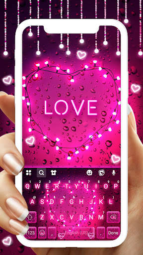 Neon Streaks Heart Keyboard Background screenshot 1
