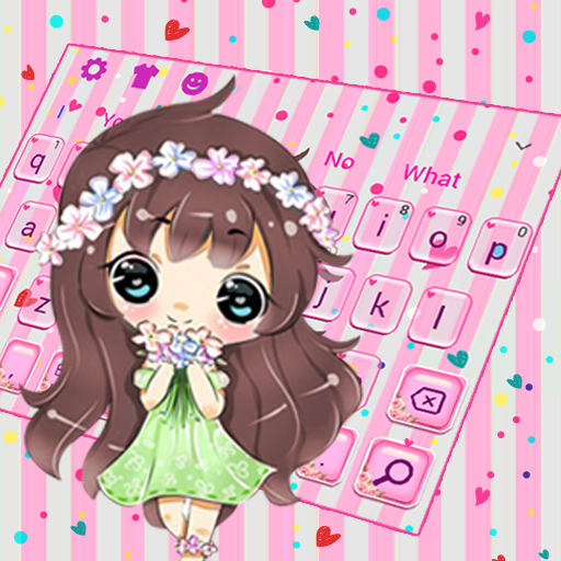Pink Kawaii Floral Girl Keyboard Theme icon