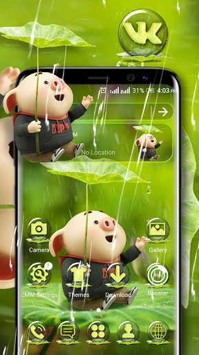 Cute Pig Rainy Launcher Theme screenshot 1