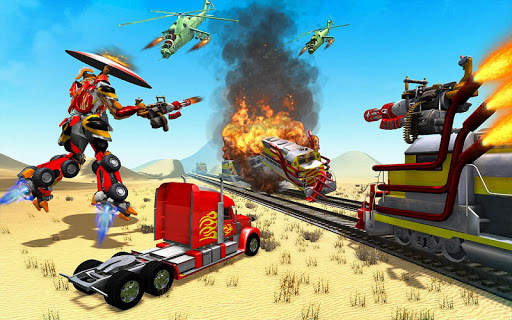 US Army Train Robot Transform Shooting Game screenshot 2