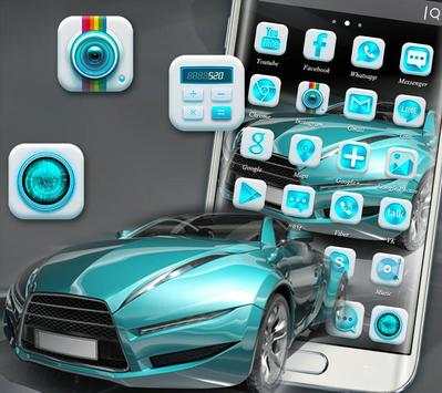 Blue Speeding Car Theme 4 تصوير الشاشة