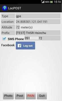 LocPOST (facebook/SMS) screenshot 5