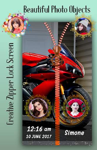 Bike Zipper Lock Screen 3 تصوير الشاشة