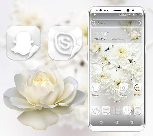 White Flower Launcher Theme скриншот 5