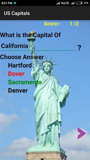 US Capitals Quiz скриншот 5