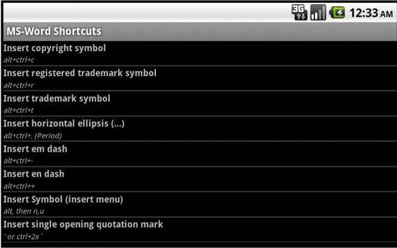 MS Word Shortcuts screenshot 3