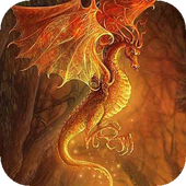 Dragon in fiery hands LWP icon
