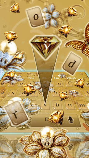 Diamond Flower Golden Keyboard screenshot 2