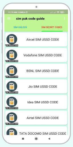 Sim Puk Code guide screenshot 2