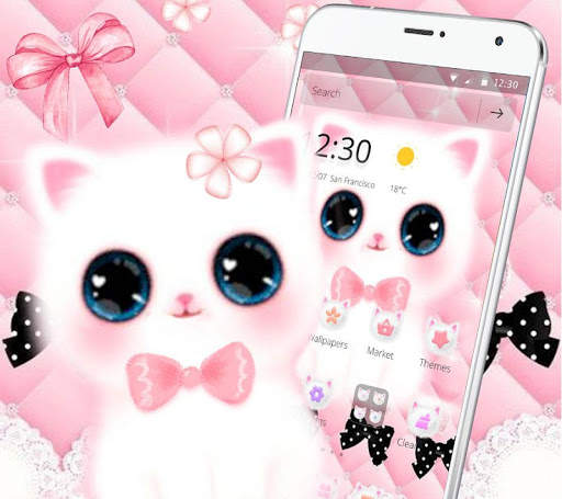 Cute Pink Water Eyes Kitty Theme screenshot 1
