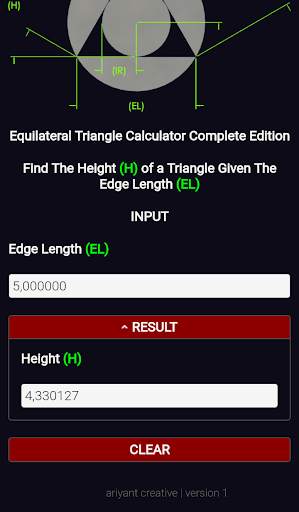 Equilateral Triangle Calculator Complete Edition screenshot 4