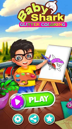 Baby Shark Glitter Coloring Game screenshot 1