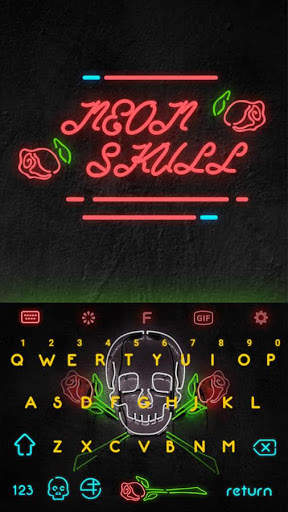 Neon Skull Keyboard Theme screenshot 1