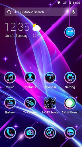 Blue Purple Neon APUS Launcher Theme screenshot 1