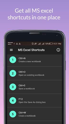 MS Excel Shortcuts screenshot 1