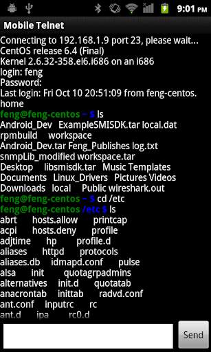 Mobile Telnet screenshot 1