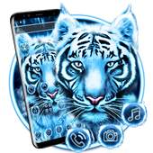 Blue White Flaming Cool Tiger Theme 1.1.4