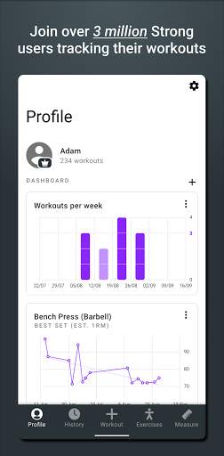 Strong Workout Tracker Gym Log screenshot 1