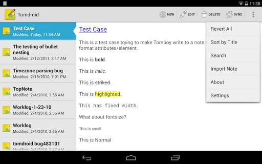 Tomdroid notes स्क्रीनशॉट 6