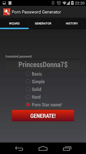 Porn Star Password Generator screenshot 1