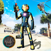 Black Superhero Iron Stickman Rope Hero Mafia icon