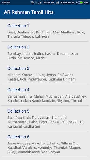 A R Rahman Tamil Hit Songs screenshot 2