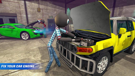 Stickman Car Garage Repair Shop screenshot 4