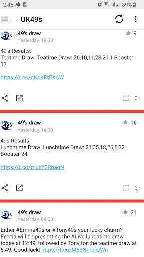 Uk49s Lunchtime Results & Teatime Results screenshot 1