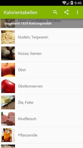 Kalorientabelle screenshot 2