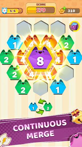 Cat Cell Connect - Merge Number Hexa Blocks screenshot 3