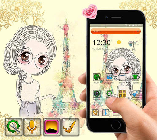 Cute cartoon girl theme screenshot 1