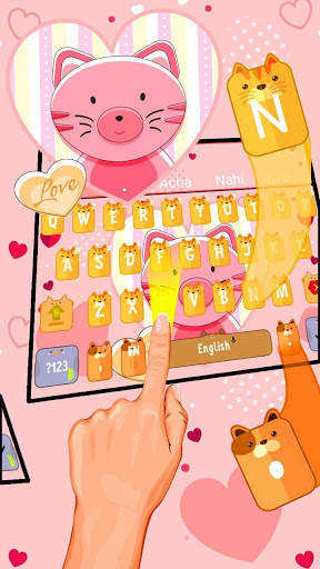 Cute Cartoon Cat Sweet Little Kitty Keyboard Theme screenshot 3