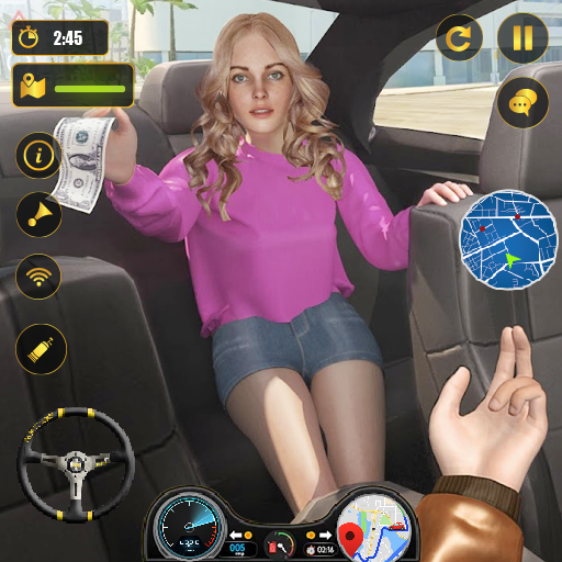 taxi auto bestuurder 3d icon