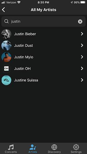 My Spotify Artists screenshot 6
